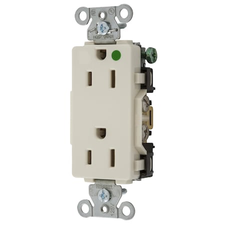 Hubbell Wiring Device-Kellems Straight Blade Receptacle, 5-20R, 20 A, 125V AC, 2 Pole, 3 Wire, Flush Mount, Grounded 2182LA